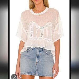 Free People White Lace Peplum Blouse NWOT SIZE XS